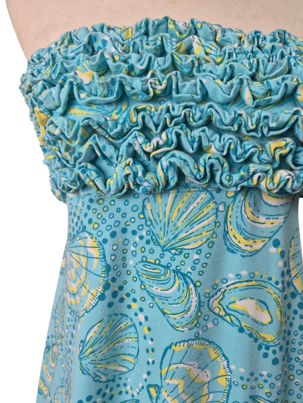 Lilly Pulitzer Strapless Ruffled Bodice Shell Print Maxi Dress M Coastal Resort - Picture 9 of 14